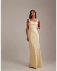 ASOS - Bridesmaids Satin Draped Bust Maxi Dress With Column Skirt - Lyst