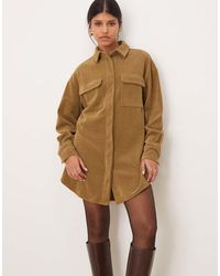 ASOS - Cord Utility Shirt Mini Dress - Lyst