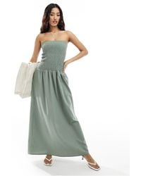 4th & Reckless - Shirred Bandeau Dropped Waist Maxi Dress - Lyst