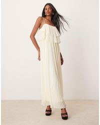 Vila - Pleated Ruffle Layer Cami Maxi Dress - Lyst
