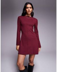 ASOS - Ribbed Long Sleeve Lettuce Hem Mini Dress - Lyst