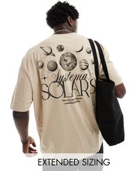 ASOS - T-shirt oversize color pietra con stampa del sistema solare sul retro - Lyst