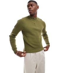 ASOS - Essential Muscle Fit Knitted Rib 1/2 Zip Jumper - Lyst