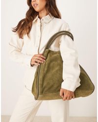 ASOS - Suede Tote Bag With Tubular Piping - Lyst