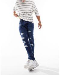 Brave Soul - Skinny Fit Multi Rip Jeans - Lyst