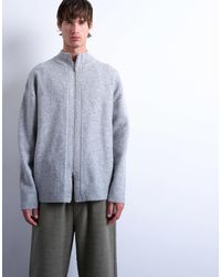 TOPMAN - Double Zip Funnel Neck Cardigan - Lyst