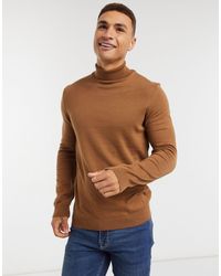 New Look Roll Neck Knitted Jumper - Brown