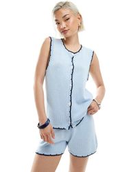 Vero Moda - Knitted Constrast Scallop Edge Stitch Waistcoat Co-ord - Lyst