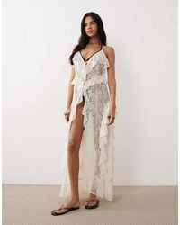 Miss Selfridge - Beach Lace Cami Tie Detail Maxi - Lyst