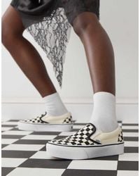 Vans - Zapatillas De Deporte A Cuadros Dameros Blancos Y Negros Con Plataforma Sin Cierres De Classic - Lyst
