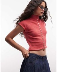 Reclaimed Vintage - Button Through High Neck Compact Knitted Tank - Lyst
