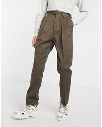 ASOS High Waist Trouser With Wide Leg And Stripe - Brown