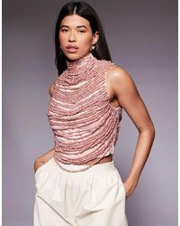ASOS - High Neck Beaded Top - Lyst