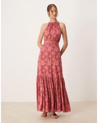 ANAYA - Frill Halter Neck Maxi Dress - Lyst