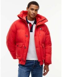 Tommy Hilfiger - Logo Hooded Relaxed Puffer Jacket - Lyst