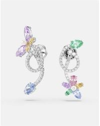 Swarovski - Ariana Grande X Drop Earrings With Ear Jacket, Mixed Cuts, Dragonfly, Flower, Multicolored, Rhodium Plated - Lyst