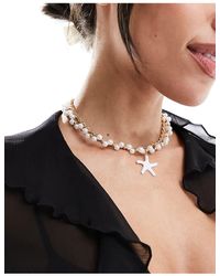 South Beach - Double Layer Starfish Festival Pendant Beaded Necklace - Lyst