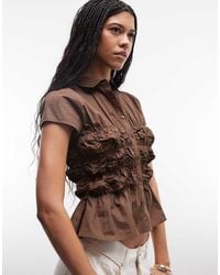 Collusion - Ruched Fitted Short Sleeve Shirt - Lyst