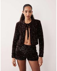 Mango - Sequin Tie Front Jacket Co-ord - Lyst