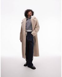 TOPSHOP - Longline Chuck On Borg Coat - Lyst