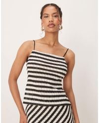 Mango - Slim Fit Fine Knit Tie Back Striped Top Co-Ord - Lyst