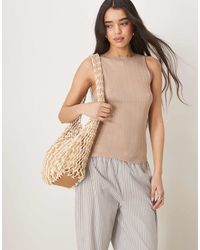 ASOS - Knit Slash Neck Ribbed Cami Top - Lyst
