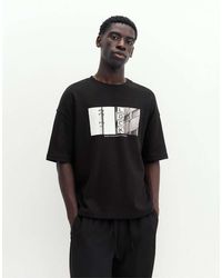 Pull&Bear - T-Shirt Met Korte Mouwen, Zware Kwaliteit, Met Fotoprint - Lyst