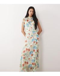 ASOS - Asos Design Tall High Neck Hanky Hem Chiffon Maxi Dress - Lyst