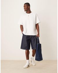 ASOS - Long Length Denim Jorts With Pleats - Lyst