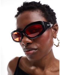 Collusion - – sonnenbrille mit em gestell und roten gläsern - Lyst