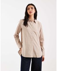 Vero Moda - – oxford-hemdbluse aus baumwolle mit oversize-schnitt und kleinem karomuster - Lyst