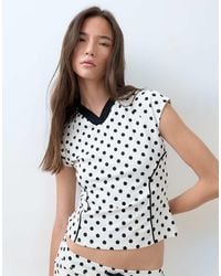 ASOS - Polka Dot Sporty V Neck Top Co-ord - Lyst
