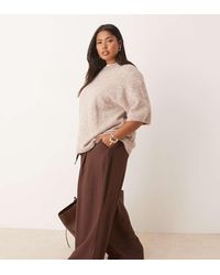 ASOS - Asos Design Curve Soft Texture Wide Leg Trousers With Contrast Stitch - Lyst
