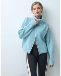 ASOS - Double Zip Funnel Neck Long Sleeve Knitted Cardigan - Lyst
