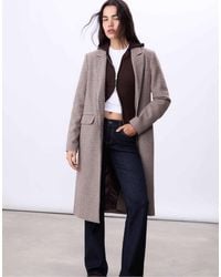Stradivarius - Manteau long à coupe droite et imprimé - beige - Lyst
