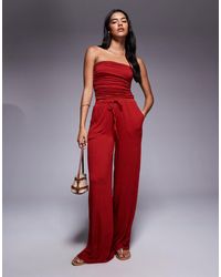 ASOS - Co-ord Crinkle Tie Waist Wide Leg Trouser - Lyst