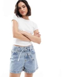 JJXX - Pantalones Cortos Vaqueros Azul Claro Con Lazada En La Cintura De - Lyst