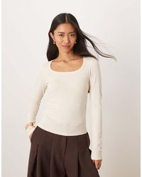 Motel - Janana Long Sleeve Scoop Neck Top - Lyst