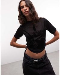 AllSaints - Athea Short Sleeve Sheer Graphic Logo T-Shirt - Lyst