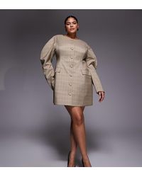 ASOS - Curve Button Down Sculpted Mini Dress With Cocoon Sleeves - Lyst