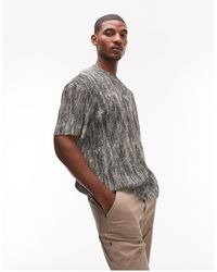 TOPMAN - T-shirt oversize antracite plissé con stampa - Lyst