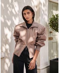 ASOS - Giacca A Coste Profonde Con Vita Stretta E Chiusura Con Zip - Lyst