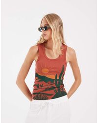 ASOS - Scoop Neck Vest With Desert Graphic - Lyst