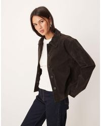 Gina Tricot - Veste courte imitation daim - marron foncé - Lyst