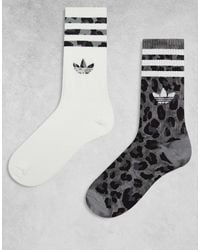 adidas Originals - – adicolor trefoil – 2er-pack crew-socken mit dreiblatt-logo und leopardenmuster - Lyst
