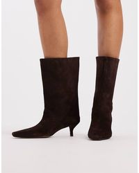 ASOS - Calloway Premium Suede Wide Leg Pull On Boots - Lyst