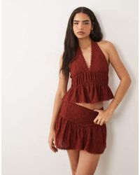 ASOS - Broderie Mini Skirt With Lace Trim Detail - Lyst