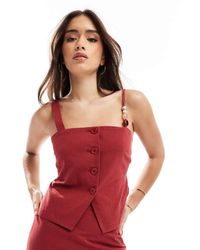4th & Reckless - Bead Detail Linen Look Bandeau Split Front Waistcoat Co-ord - Lyst