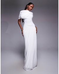 HEIRESS BEVERLY HILLS - Mesh Drape Detail Asymmetric Dropped Waist Maxi Dress - Lyst