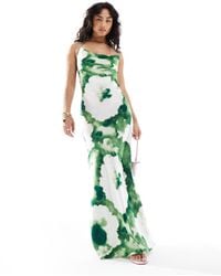 Object - Satin Low Cross Back Maxi Slip Dress - Lyst